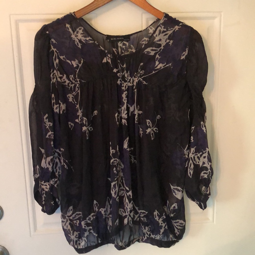 Zara Black and Purple Floral Blouse - Picture 2 of 14